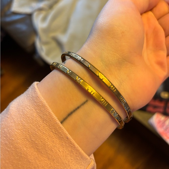 Gold Bangles with Roman Numerals - Picture 2 of 2